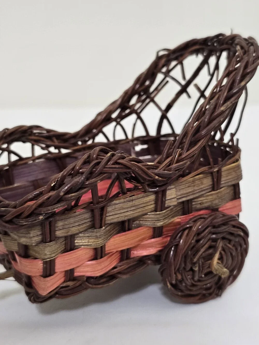 vintage Mini Wicker Boho Tricycle Plant Planter 4